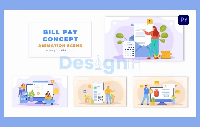 Online Bill Pay Concept Flat Cartoon Character Animation Scene